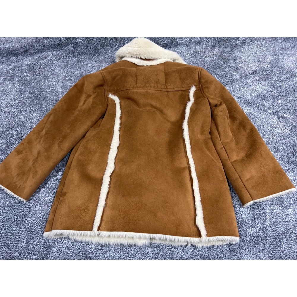 Abercrombie Kids Faux Suede Faux Fur Trim Coat Brown Size 5/6 Kids Outerwear - Picture 7 of 13